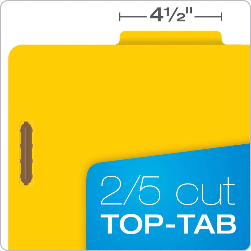 Pendaflex Classification Folders, 2 Dividers, 2"" Fasteners, Letter Size, Yellow, 10/Box (24134P) - Image 3